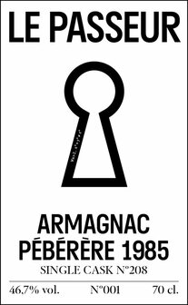 Armagnac Le Passeur - P&eacute;b&eacute;r&egrave;re - 1985 - 46,7% - 70cl