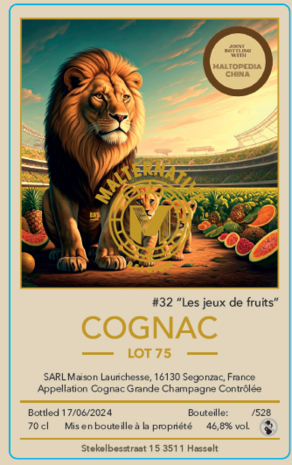 cognac #32 "Les jeux de fruits" (Lot 75) - Malternative Belgium (Laurichesse) - 46,8% - 70cl